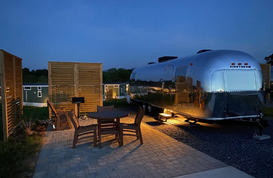 Airstream hotel suite and patio