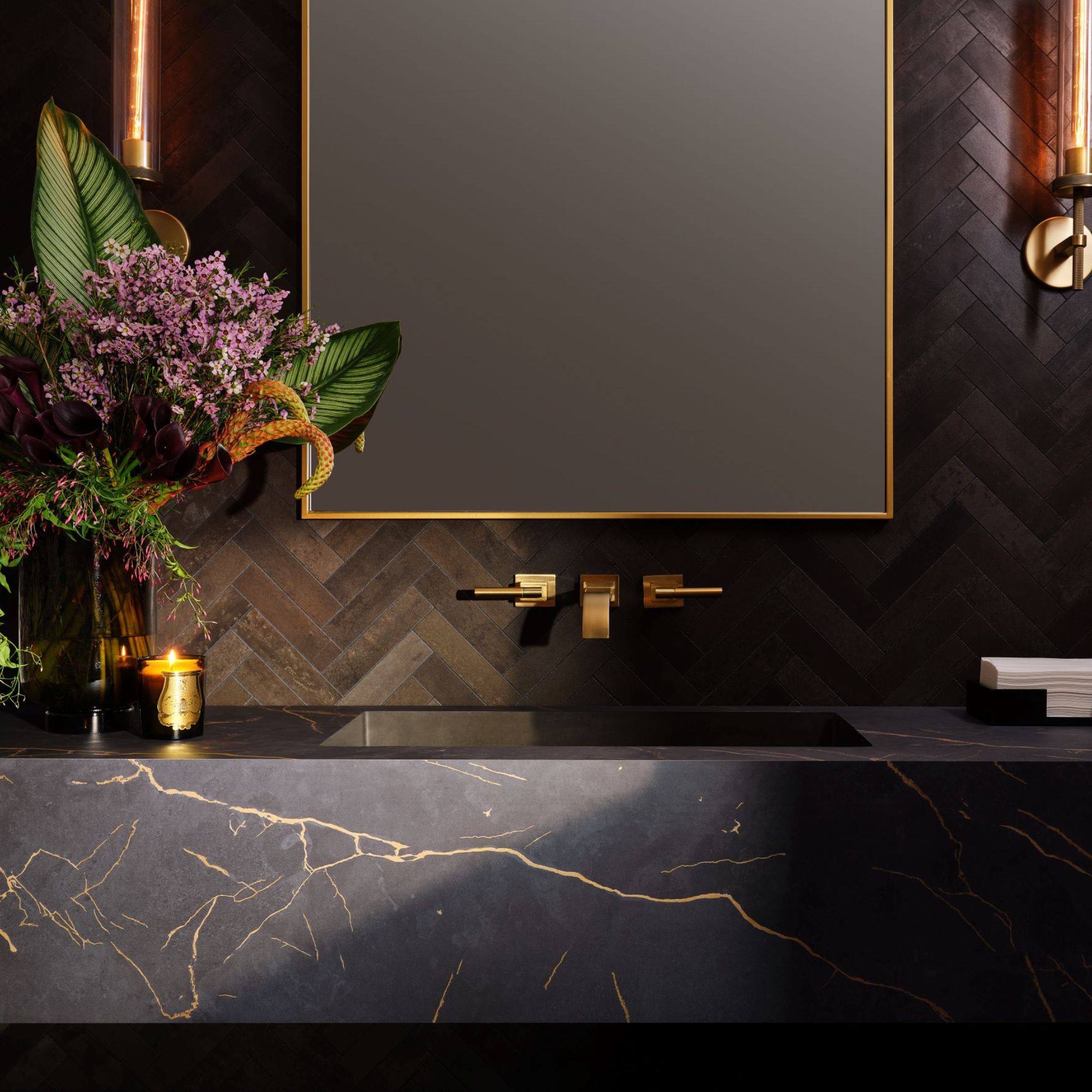 8254 Brass Veined Black Marble